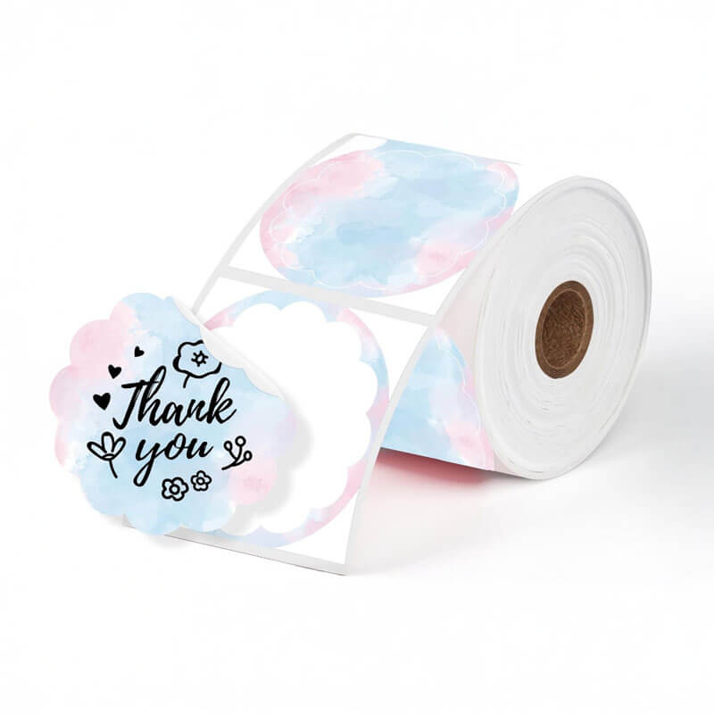 thermalabel 2x2 flower label cotton candy