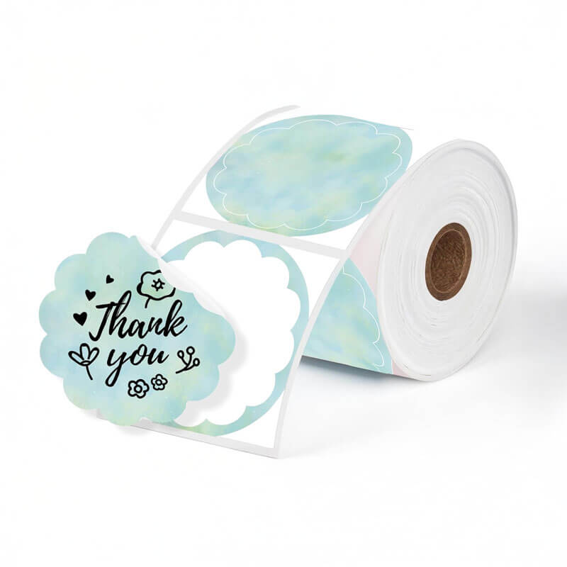 thermalabel 2x2 flower label mint green