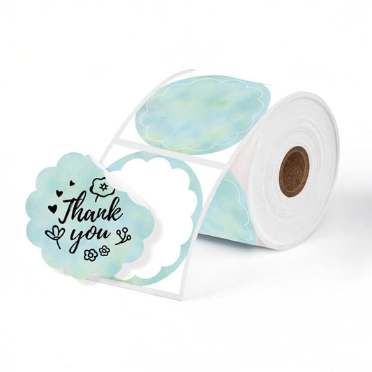 thermalabel 2x2 flower label mint green
